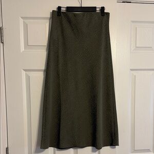 LOFT Dark Green Textured A-Line Skirt